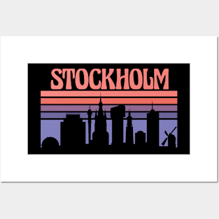 Stockholm City Skyline Sunset Posters and Art